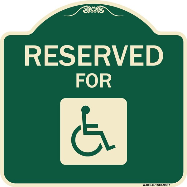 Designer Series-Graphic Handicapped Reserved Green, 18" x 18", G-1818-9837